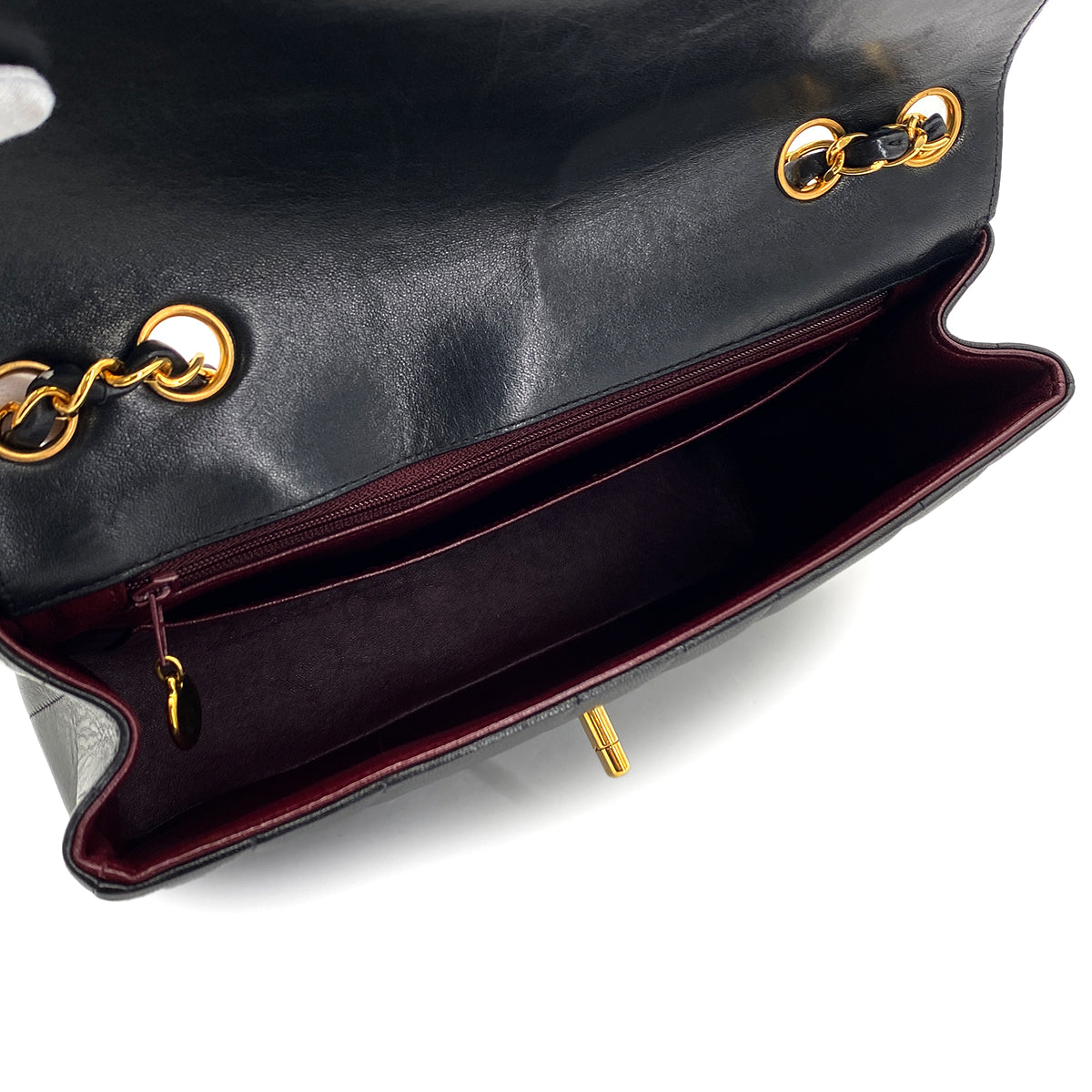 VINTAGE CHANEL MADEMOISELLE CHAIN SHOULDER BAG BLACK LAMB SKIN GOLD HARDWARE 90327062