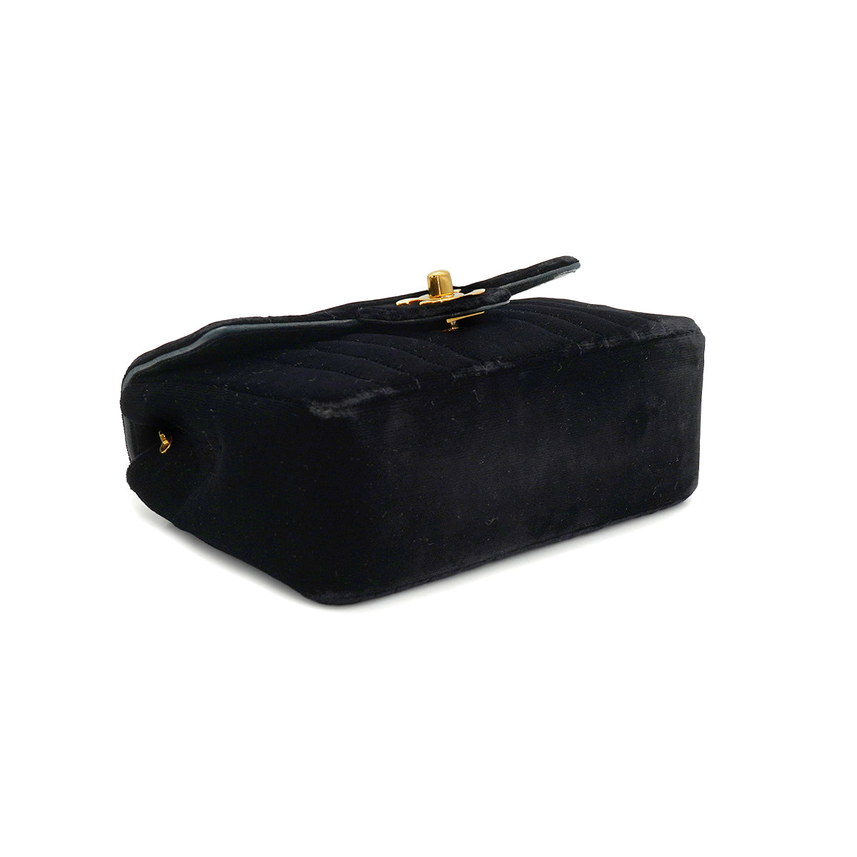 VINTAGE CHANEL MADEMOISELLE CHAIN SHOULDER BAG BLACK VELOR GOLD HARDWARE 90334162