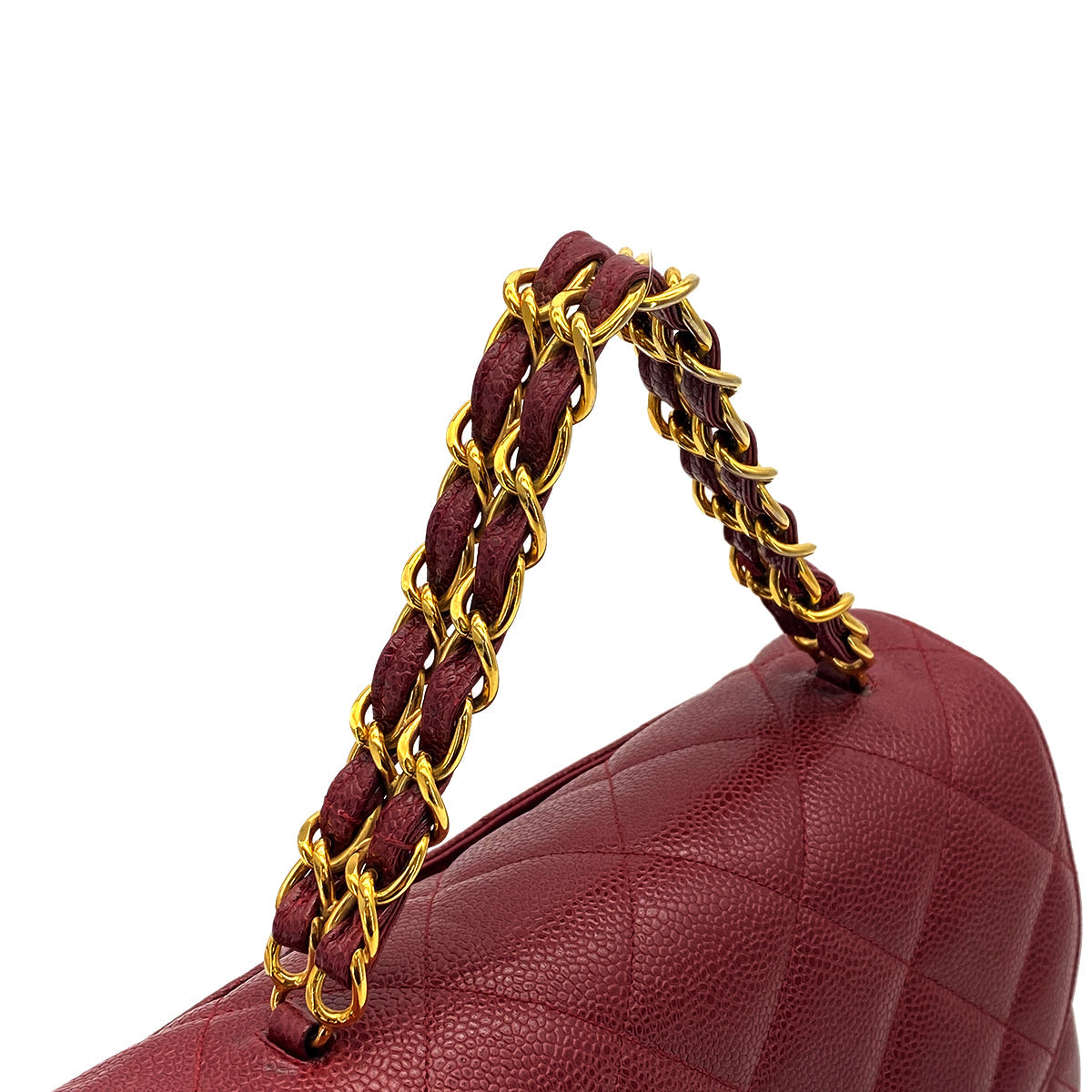 VINTAGE CHANEL MATELASSE CHAIN HAND BAG BORDEAUX CAVIAR SKIN GOLD HARDWARE 90317781