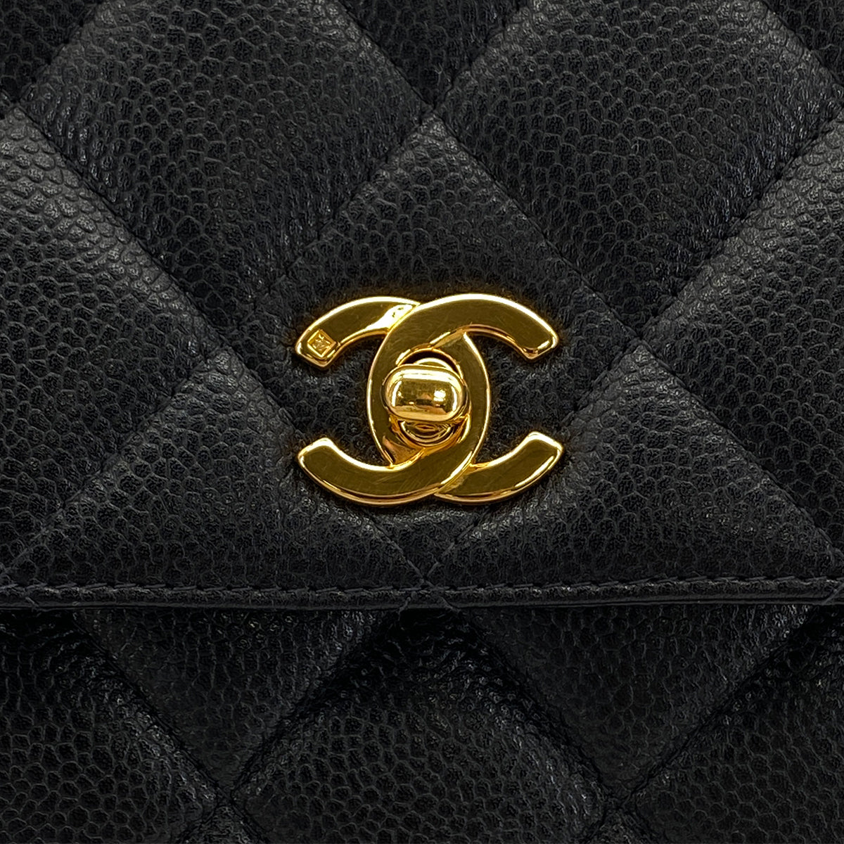 VINTAGE CHANEL MATELASSE CHAIN SHOULDER BAG BLACK CAVIAR SKIN GOLD HARDWARE 90324766