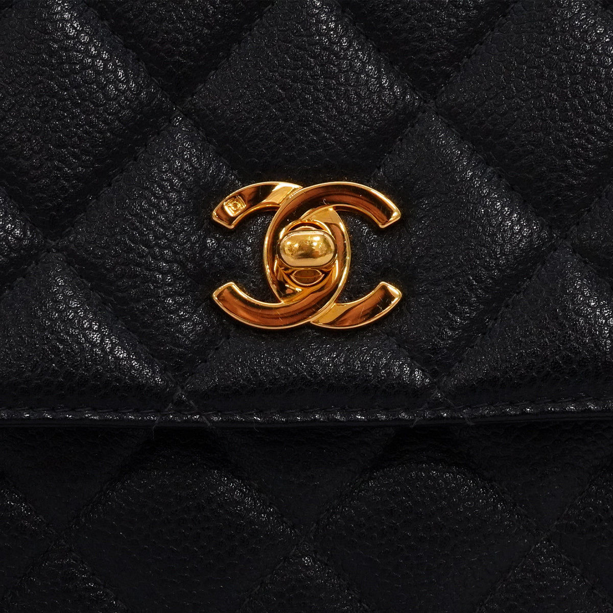 VINTAGE CHANEL MATELASSE CHAIN SHOULDER BAG BLACK CAVIAR SKIN GOLD HARDWARE 90345506