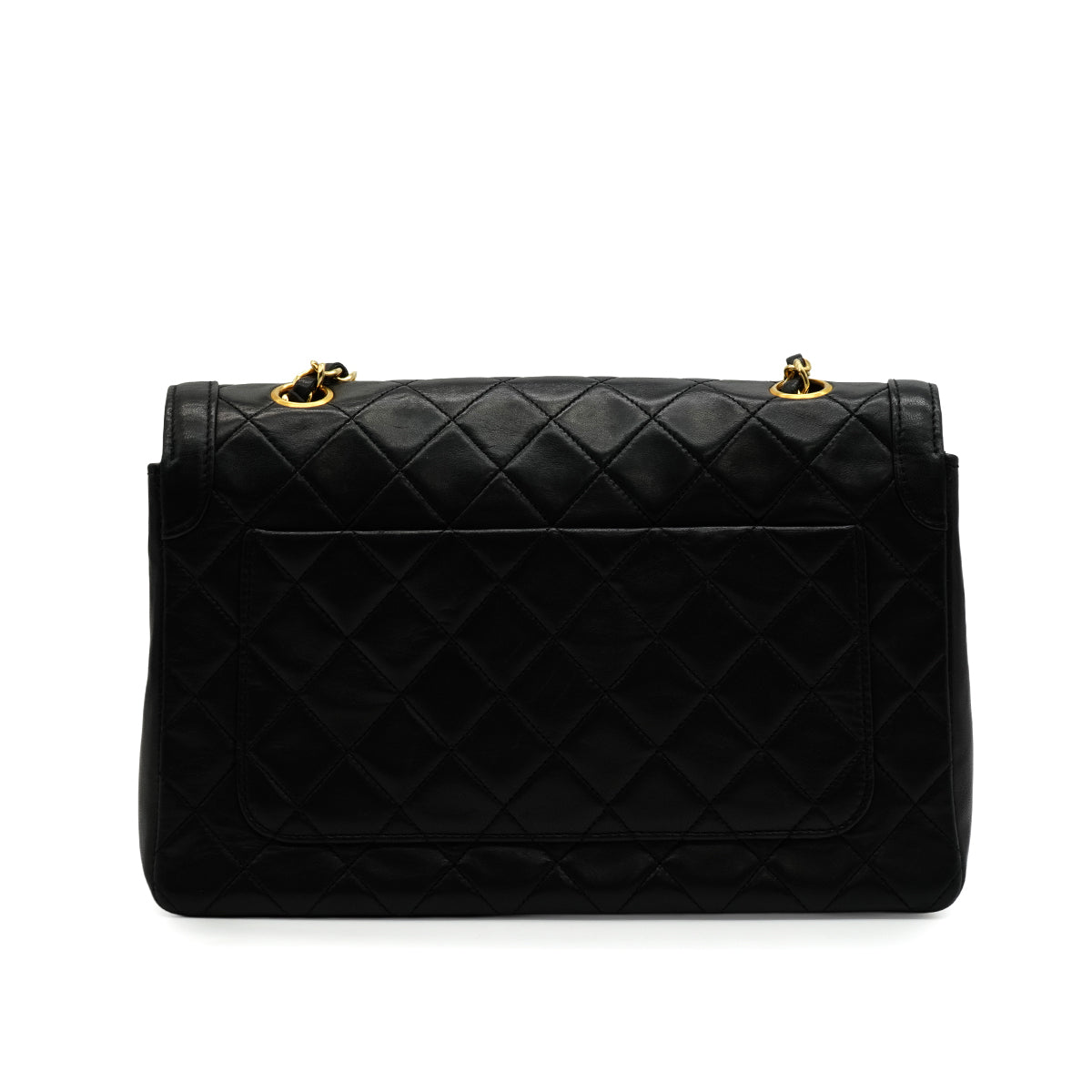 VINTAGE CHANEL MATELASSE CHAIN SHOULDER BAG BLACK LAMB SKIN GOLD HARDWARE 90344379