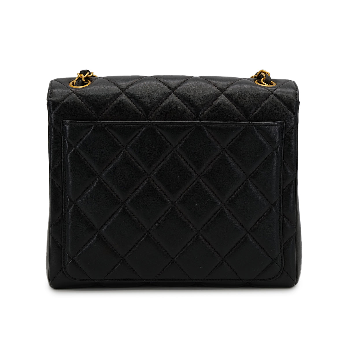 VINTAGE CHANEL MATELASSE CHAIN SHOULDER BAG BLACK LAMB SKIN GOLD HARDWARE 90314571