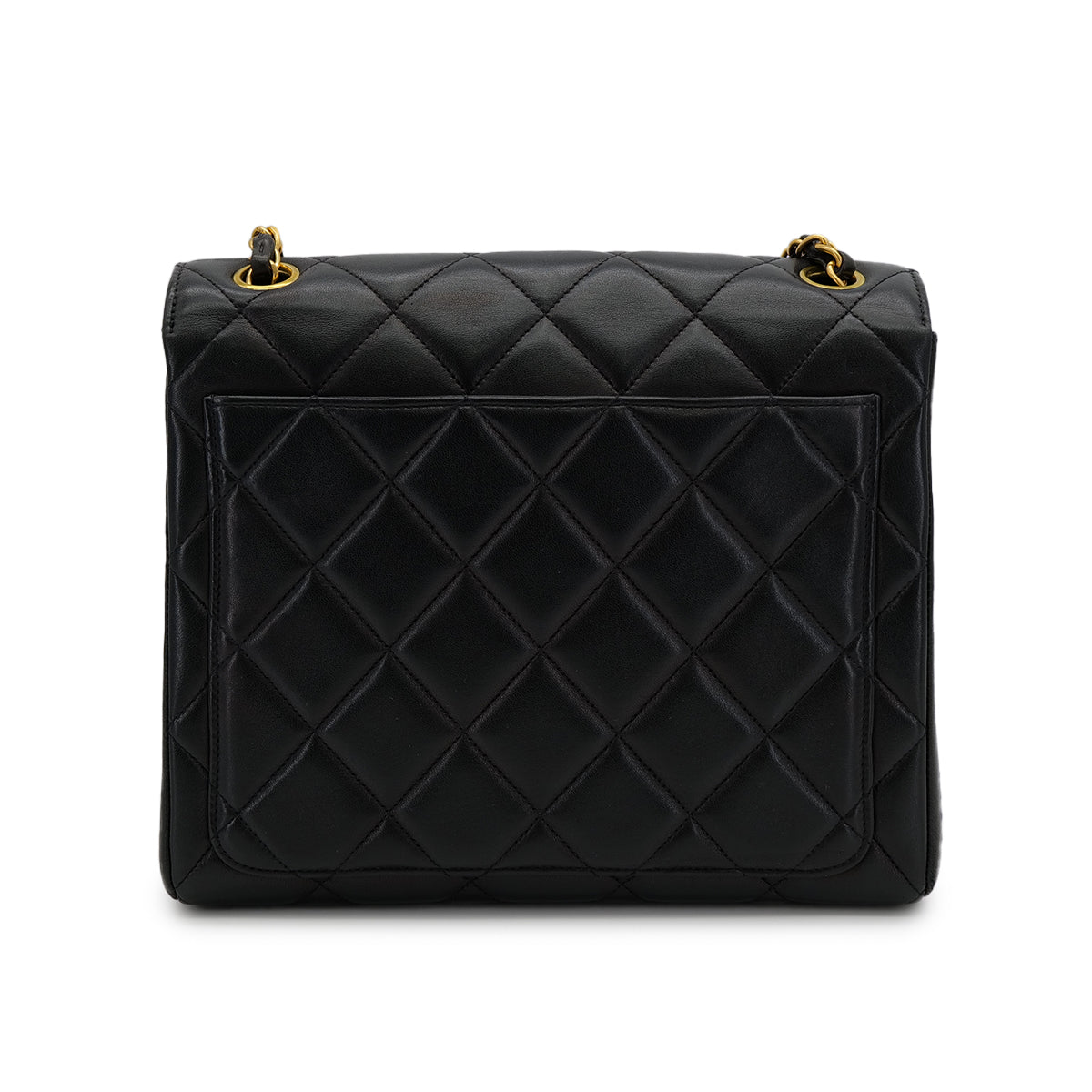 VINTAGE CHANEL MATELASSE CHAIN SHOULDER BAG BLACK LAMB SKIN GOLD HARDWARE 90314776