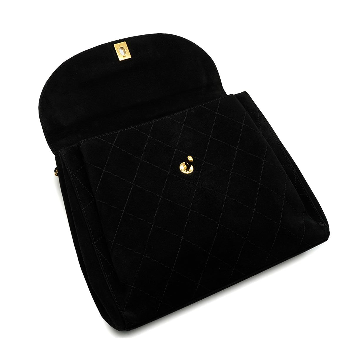 VINTAGE CHANEL MATELASSE CHAIN SHOULDER BAG BLACK SUEDE GOLD HARDWARE 9034449