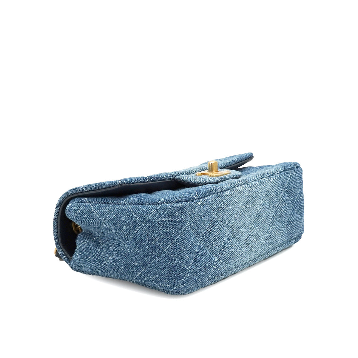 CHANEL MINI MATELASSE CHAIN SHOULDER BAG BLUE DENIM LAMB SKIN GOLD HARDWARE 90343616