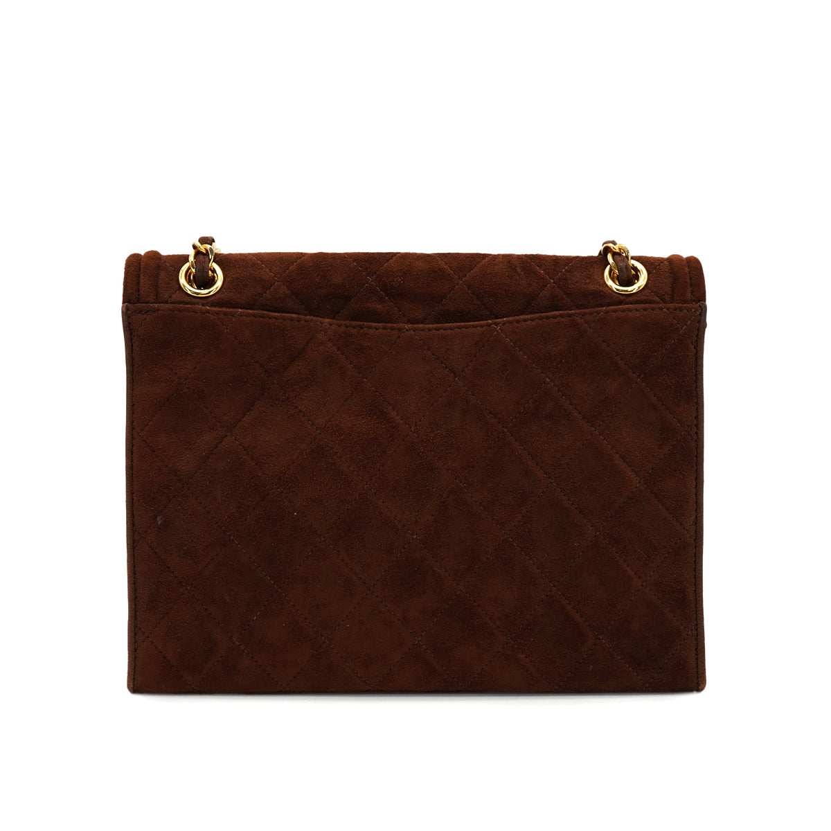 VINTAGE CHANEL MATELASSE CHAIN SHOULDER BAG BROWN SUEDE GOLD HARDWARE 90334872
