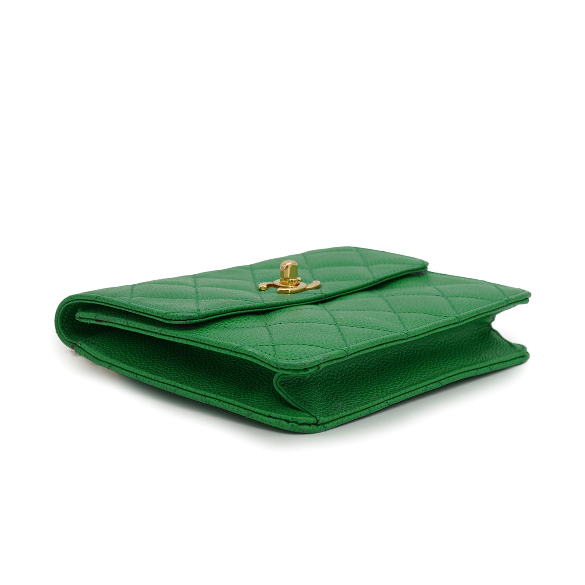 VINTAGE CHANEL MATELASSE CHAIN SHOULDER BAG GREEN CAVIAR SKIN GOLD HARDWARE 90330697
