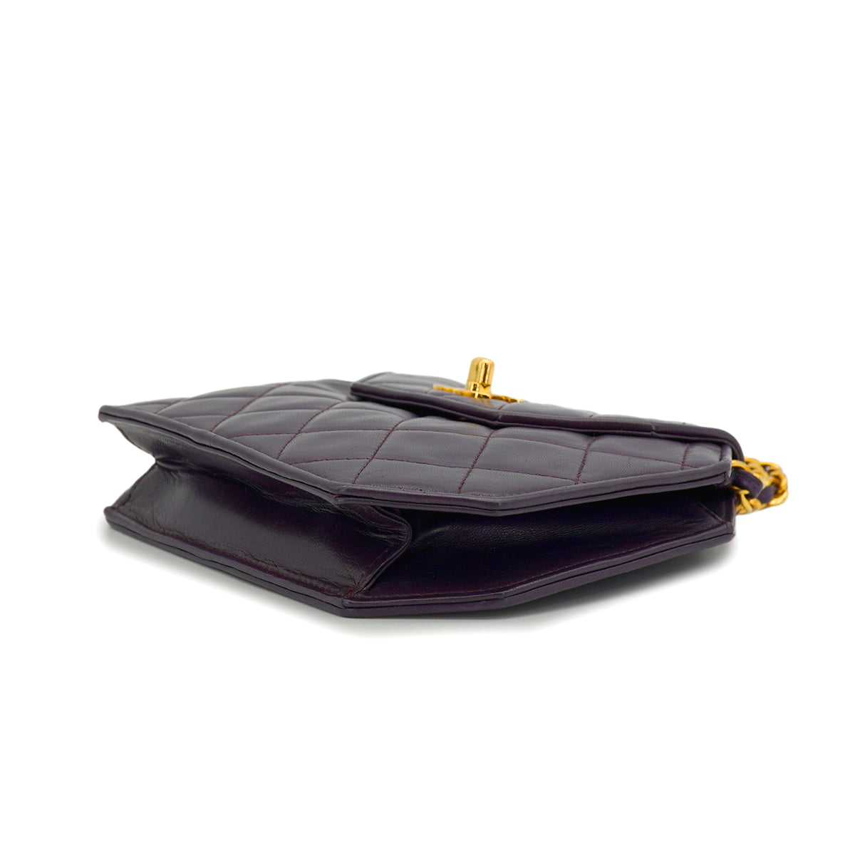 VINTAGE CHANEL MATELASSE CHAIN SHOULDER BAG PURPLE LAMB SKIN GOLD HARDWARE 90330957