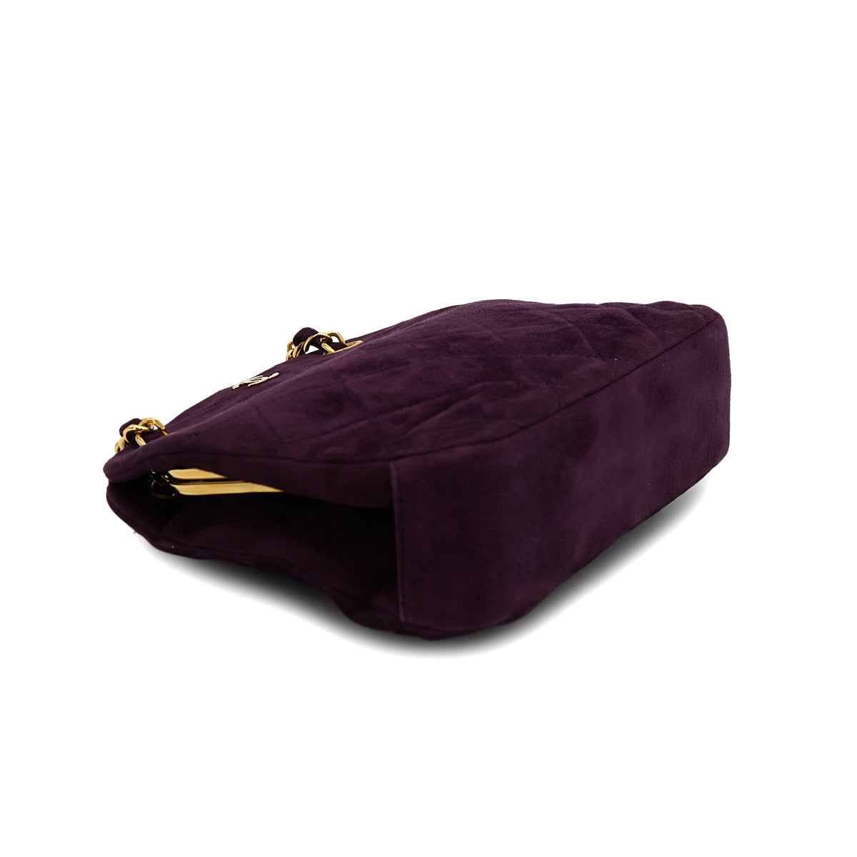 VINTAGE CHANEL MATELASSE CHAIN SHOULDER BAG PURPLE SUEDE GOLD HARDWARE 90335036