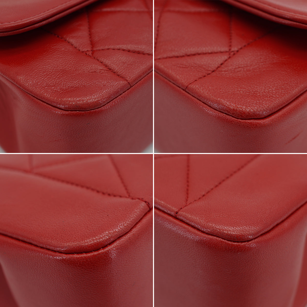 VINTAGE CHANEL MATELASSE CHAIN SHOULDER BAG RED LAMB SKIN GOLD HARDWARE 90335593