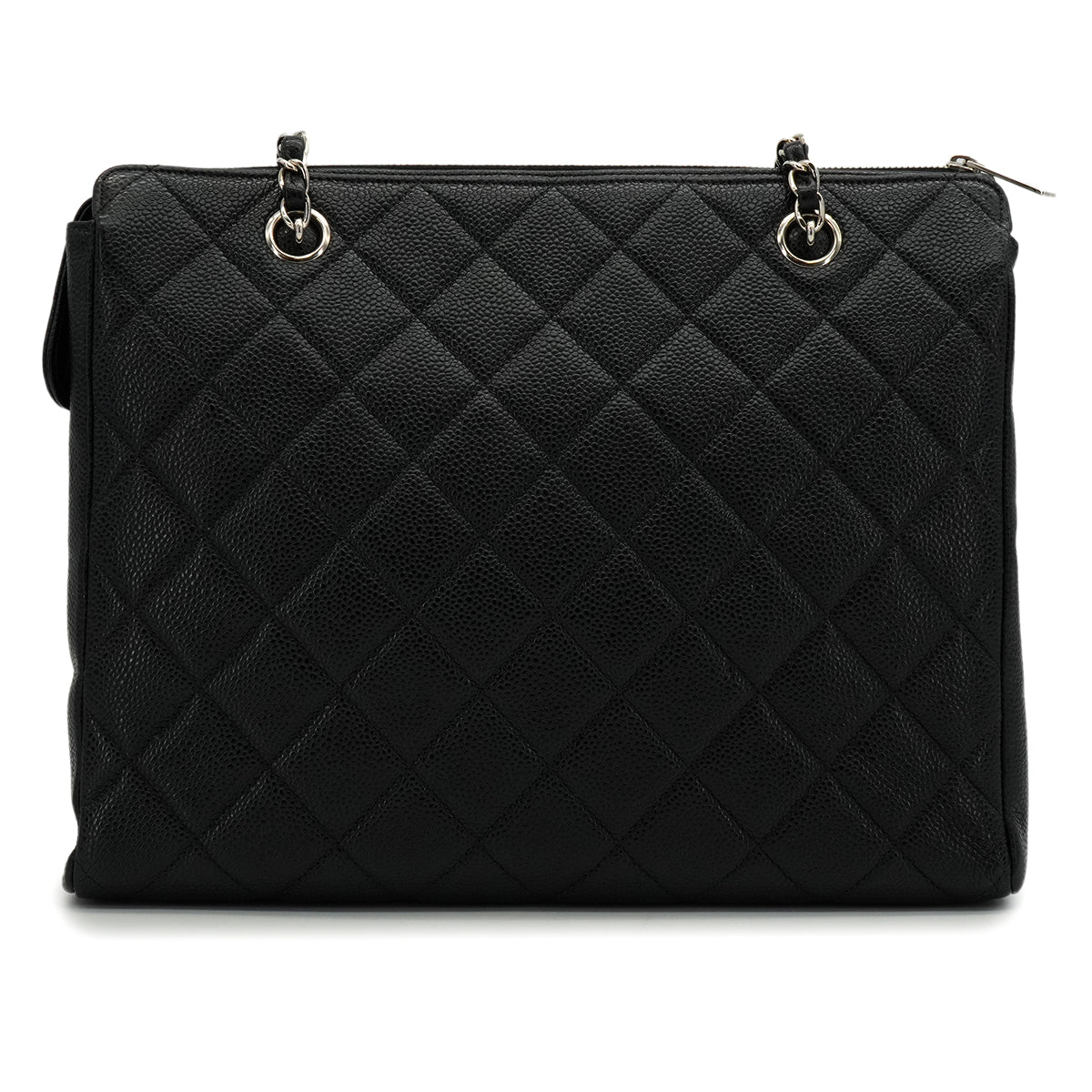 VINTAGE CHANEL COCOMARK MATELASSE CHAIN TOTE BAG BLACK CAVIAR SKIN SILVER HARDWARE 90339972