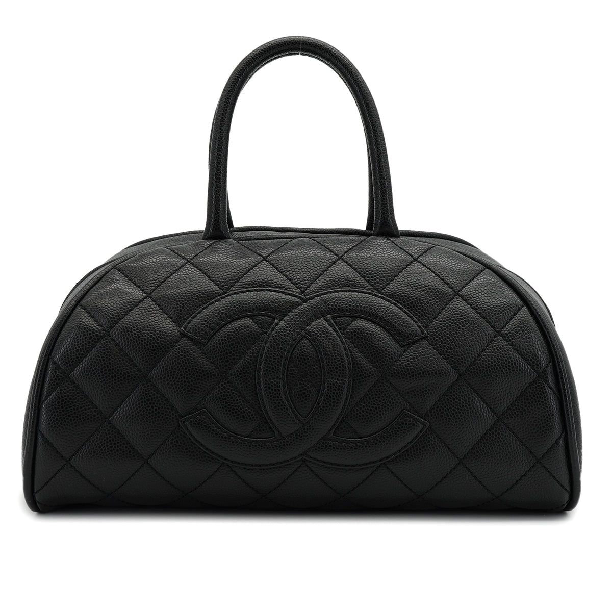 VINTAGE CHANEL MATELASSE COCOMARK BOSTON BAG BLACK CAVIAR SKIN 90328124