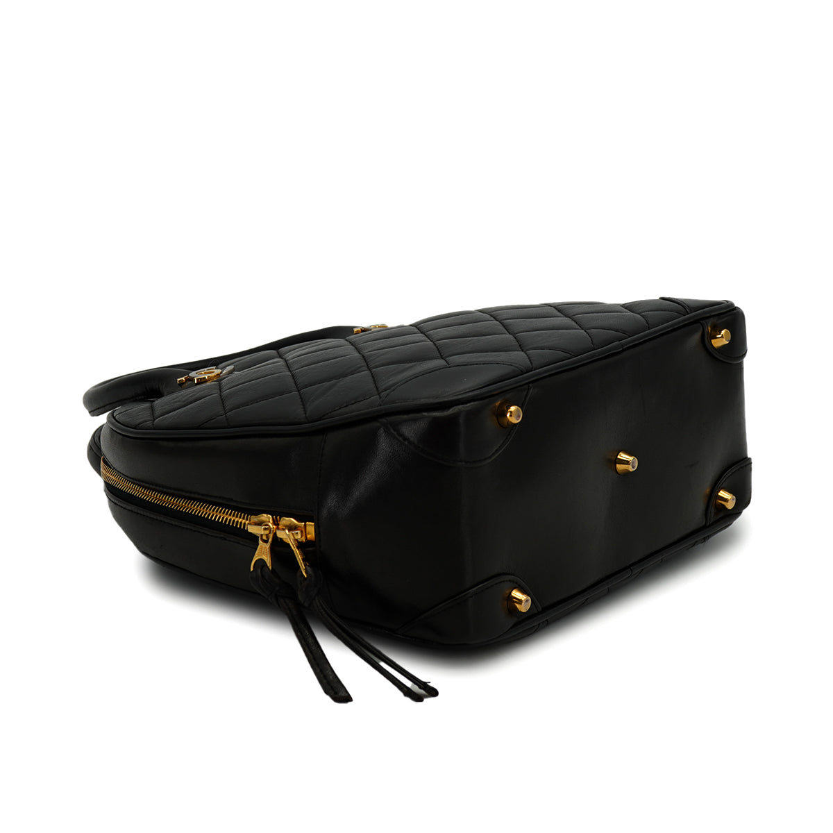 VINTAGE CHANEL PARIS LIMITED MATELASSE COCOMARK HAND BAG BLACK LAMB SKIN GOLD HARDWARE 90327293