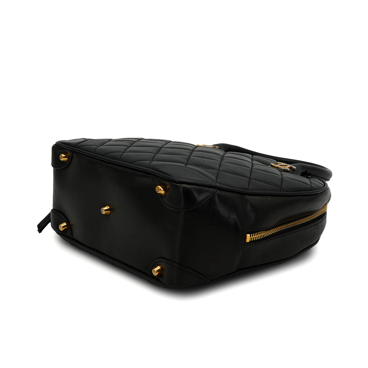 VINTAGE CHANEL PARIS LIMITED MATELASSE COCOMARK HAND BAG BLACK LAMB SKIN GOLD HARDWARE 90327293
