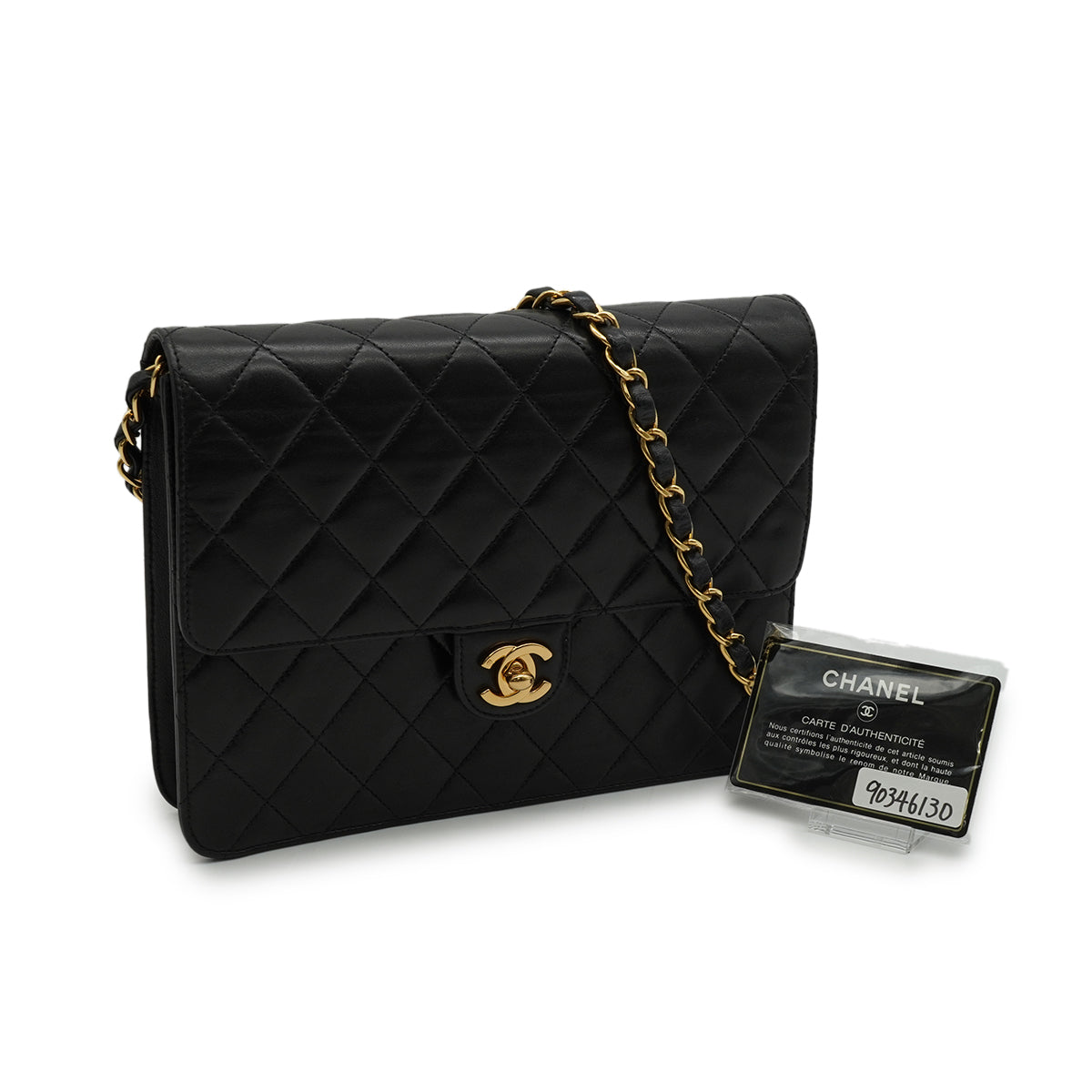 VINTAGE CHANEL MATELASSE COCOMARK CHAIN SHOULDER BAG BLACK LAMB SKIN GOLD HARDWARE 90346130