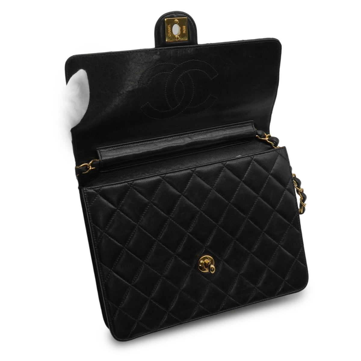 VINTAGE CHANEL MATELASSE COCOMARK CHAIN SHOULDER BAG BLACK LAMB SKIN GOLD HARDWARE 90346130