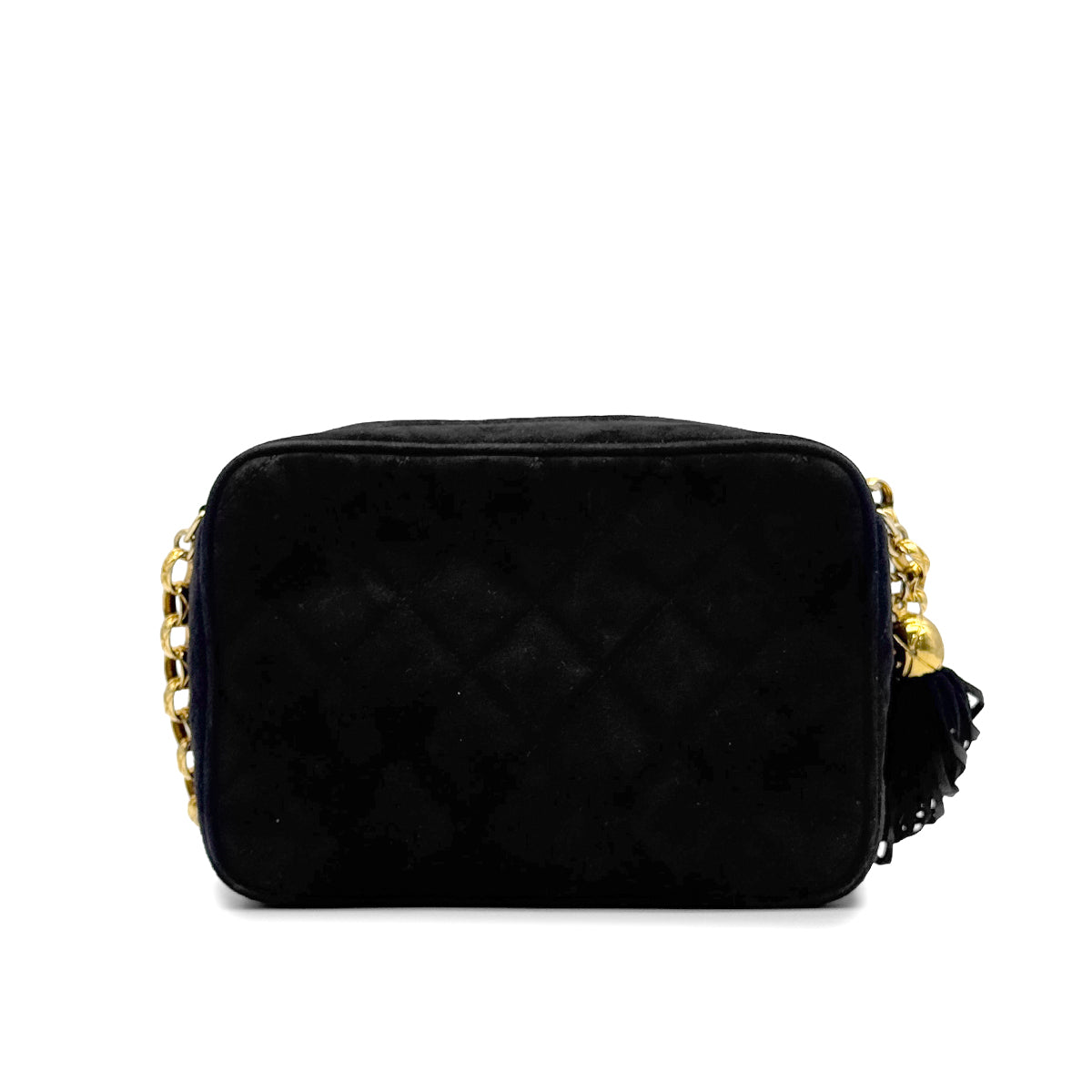 VINTAGE CHANEL MATELASSE FRINGE BIJOU CHAIN SHOULDER BAG BLACK SUEDE GOLD HARDWARE 90329207