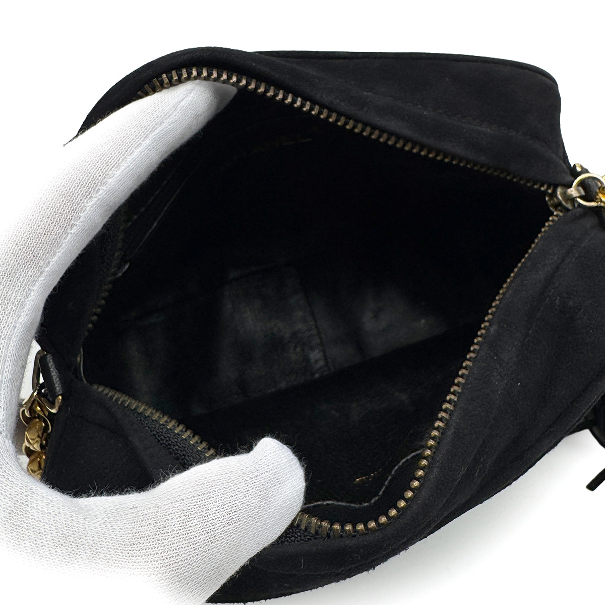 VINTAGE CHANEL MATELASSE FRINGE BIJOU CHAIN SHOULDER BAG BLACK SUEDE GOLD HARDWARE 90329207