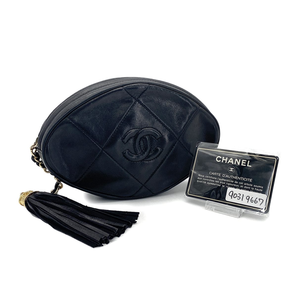 VINTAGE CHANEL COCOMARK MATELASSE FRINGE CHAIN CLUTCH BAG BLACK LAMB SKIN GOLD HARDWARE 90319667