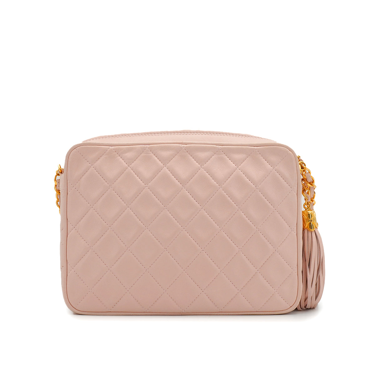 VINTAGE CHANEL MATELASSE FRINGE CHAIN SHOULDER BAG PINK LAMB SKIN GOLD HARDWARE 90344375