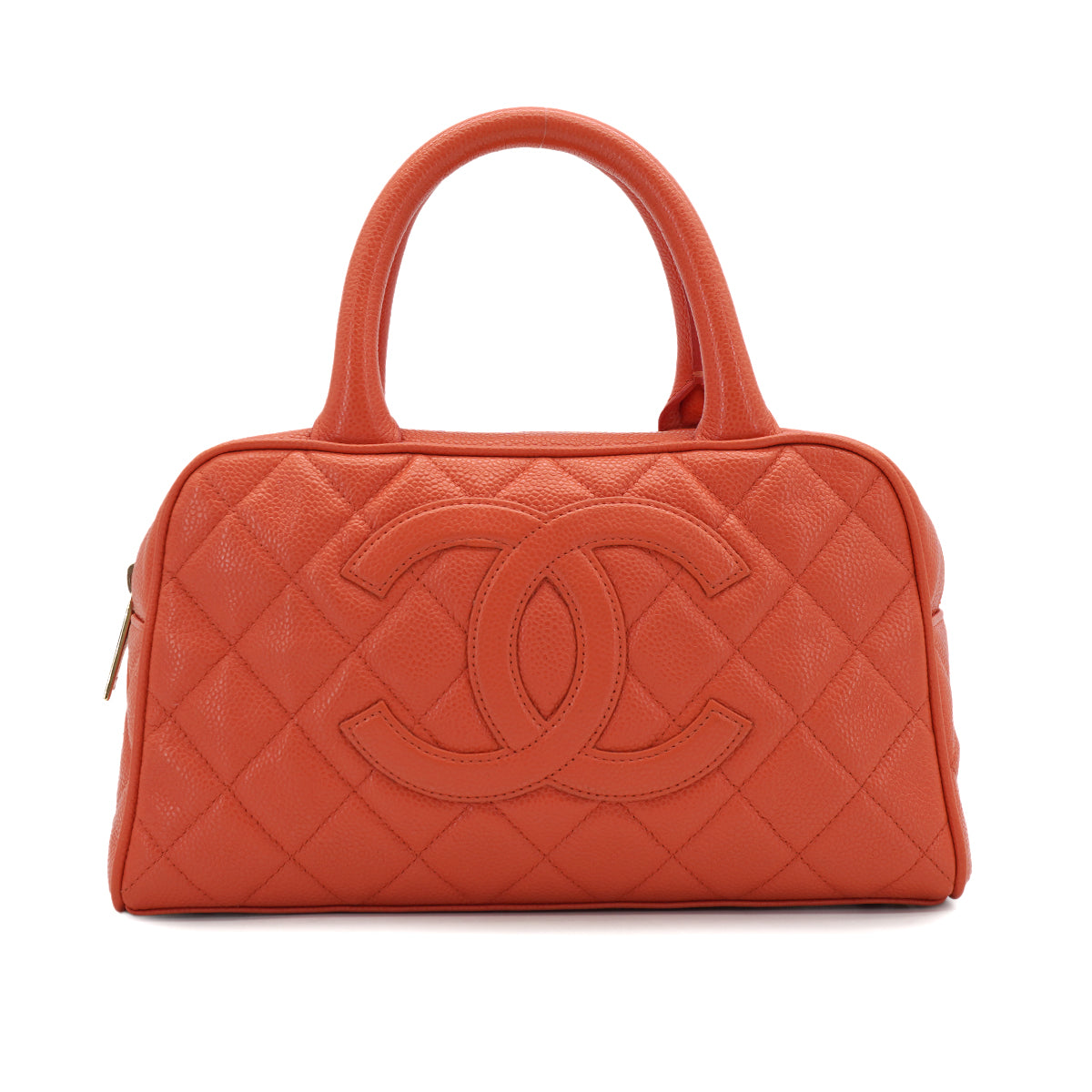 VINTAGE CHANEL MATELASSE MINI BOSTON BAG ORANGE CAVIAR SKIN GOLD HARDWARE 90331809