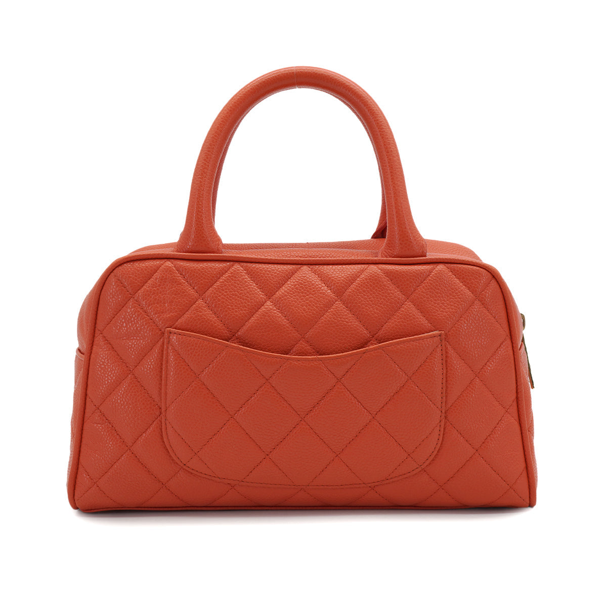 VINTAGE CHANEL MATELASSE MINI BOSTON BAG ORANGE CAVIAR SKIN GOLD HARDWARE 90331809