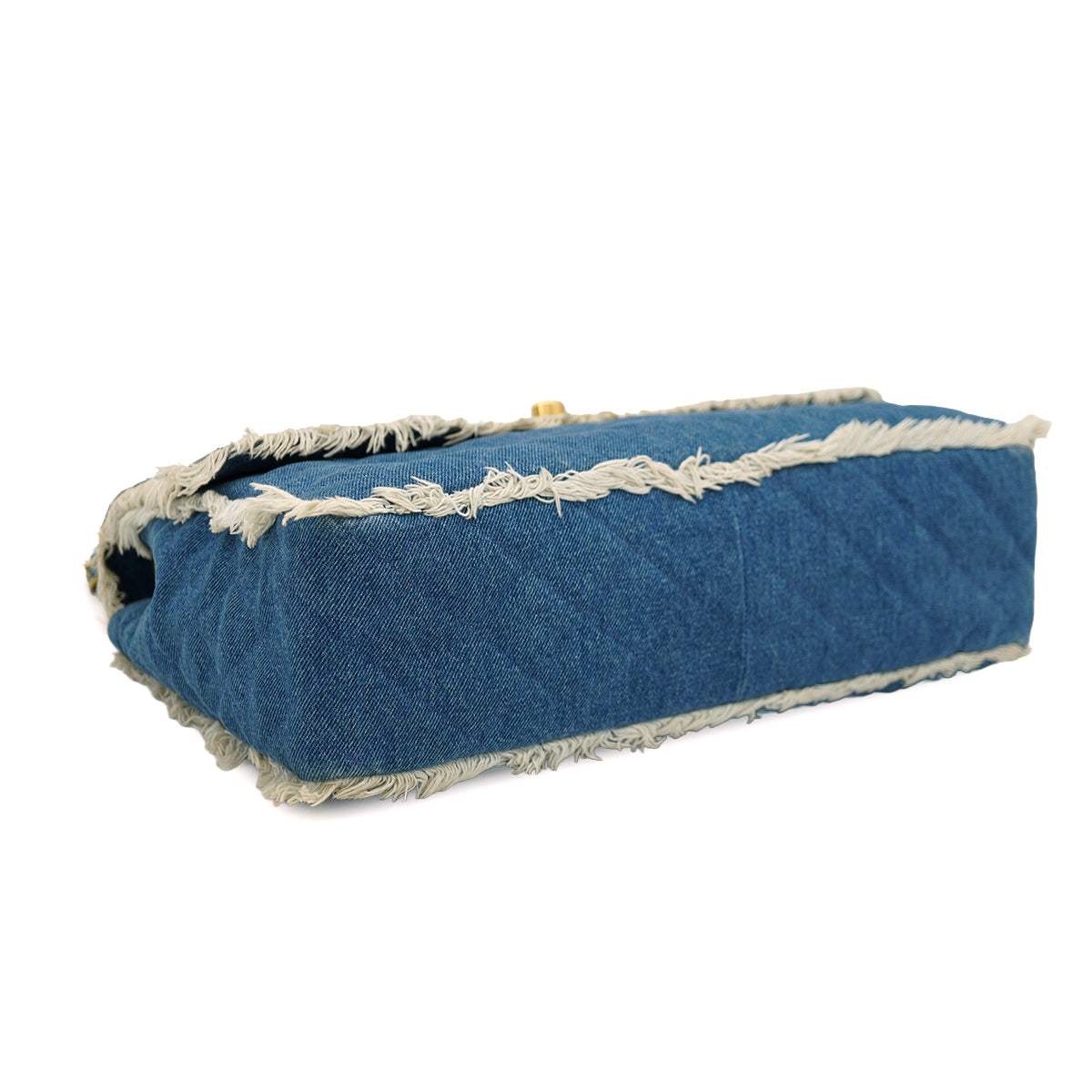 VINTAGE CHANEL MAXI MATELASSE 34 CHAIN SHOULDER BAG BLUE DENIM GOLD HARDWARE 90335141