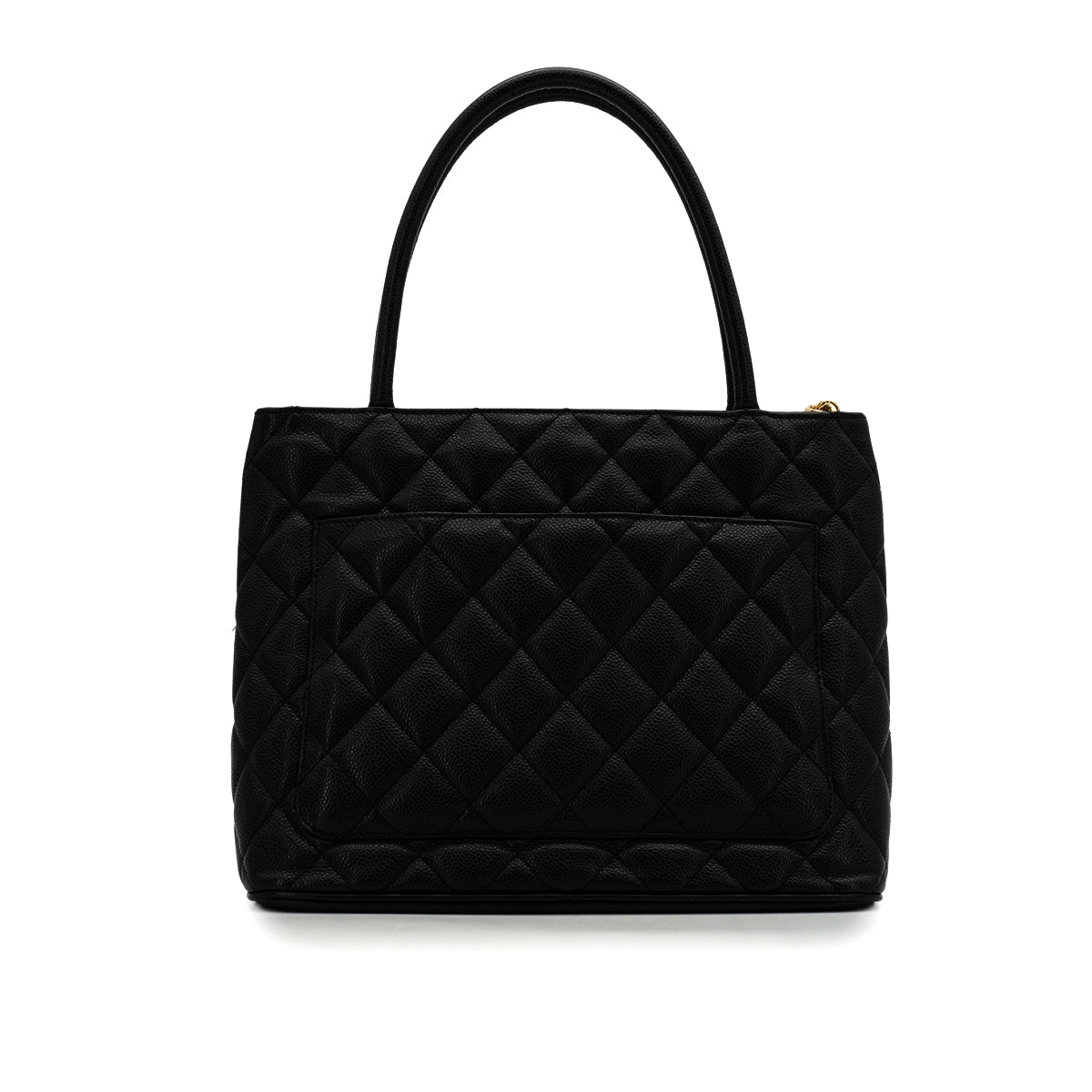 VINTAGE CHANEL MEDALLION TOTE BAG BLACK CAVIAR SKIN GOLD HARDWARE 90343960
