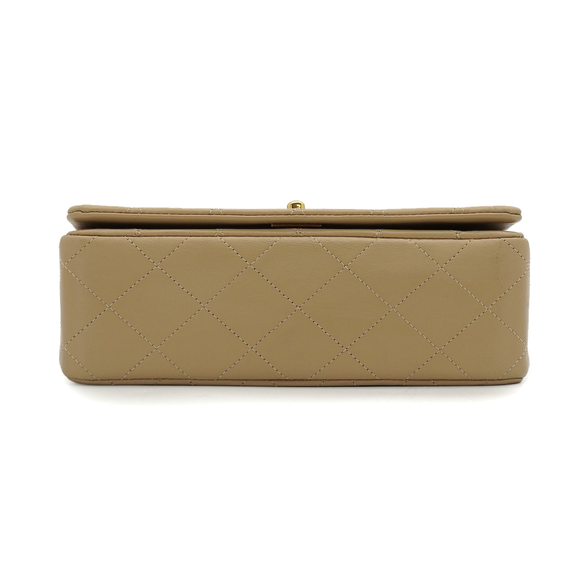 VINTAGE CHANEL MINI FULL FLAP CHAIN SHUOLDER BAG BEIGE LAMB SKIN GOLD HARDWARE 90339937