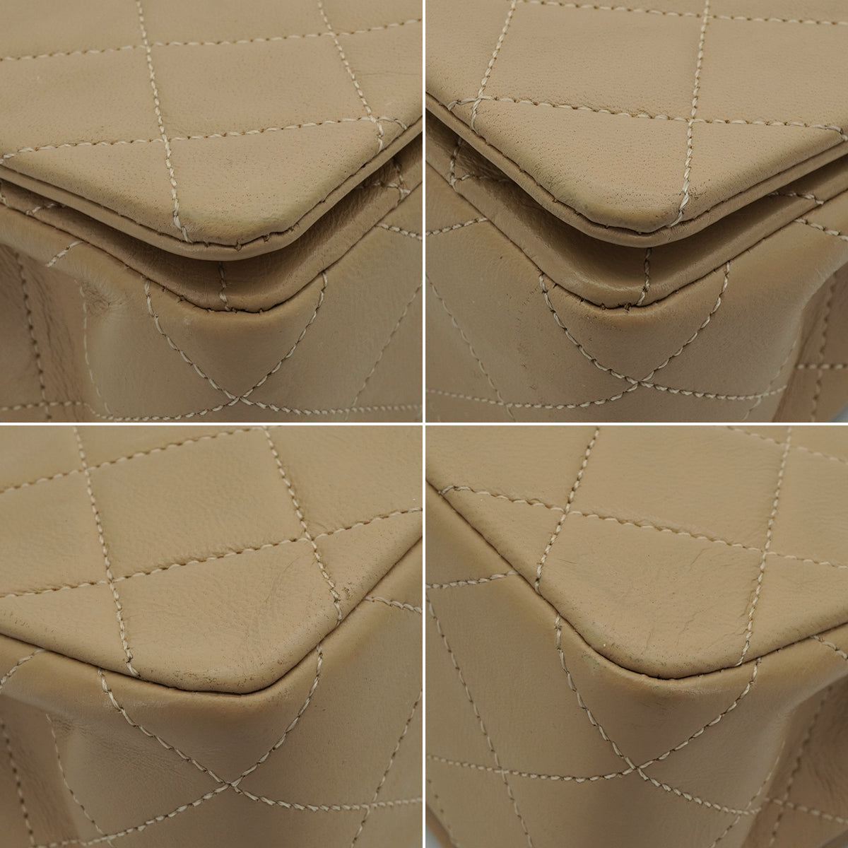 VINTAGE CHANEL MINI FULL FLAP CHAIN SHUOLDER BAG BEIGE LAMB SKIN GOLD HARDWARE 90339937