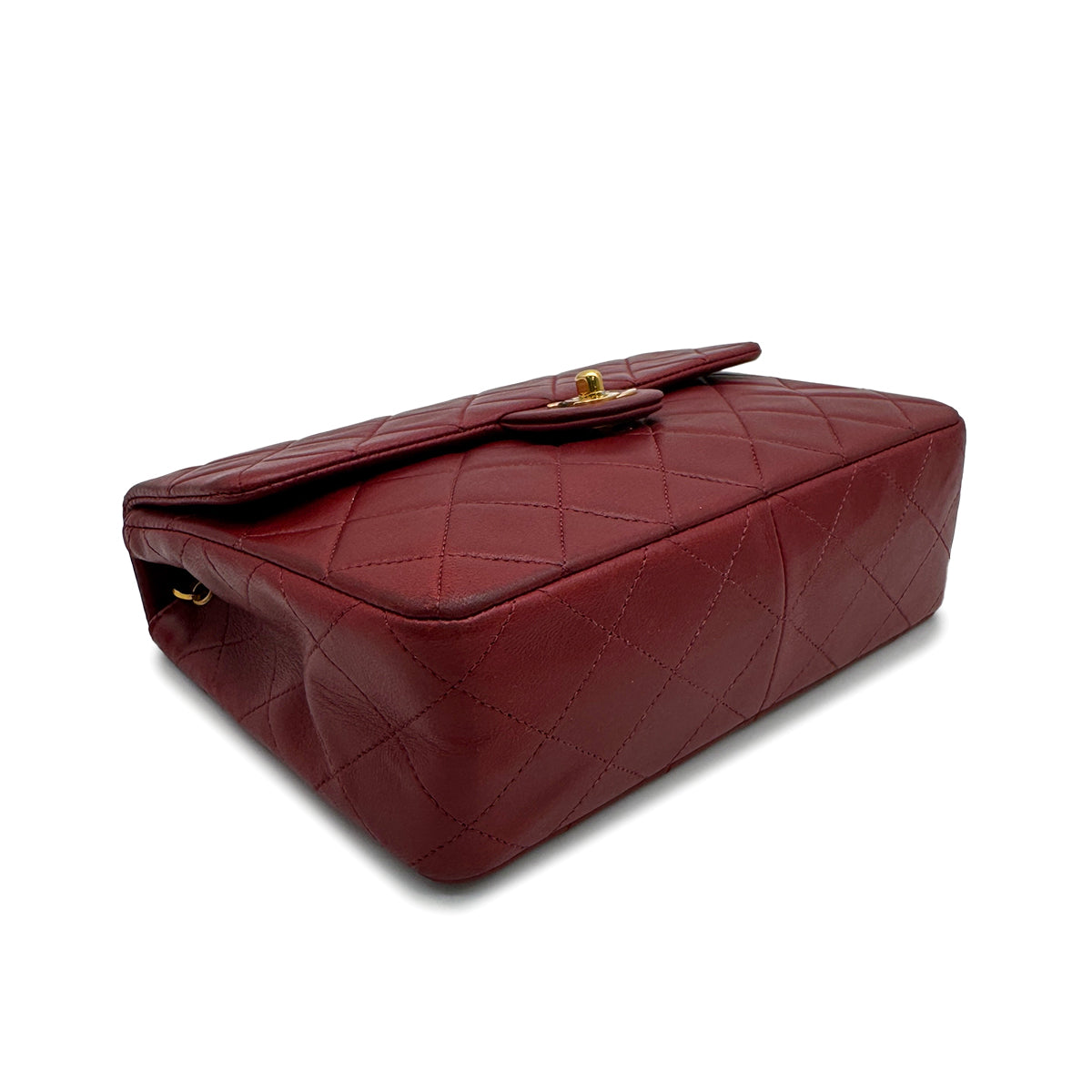 VINTAGE CHANEL MINI MATELASSE CHAIN SHOULDER BAG RED LAMB SKIN GOLD HARDWARE 90329210
