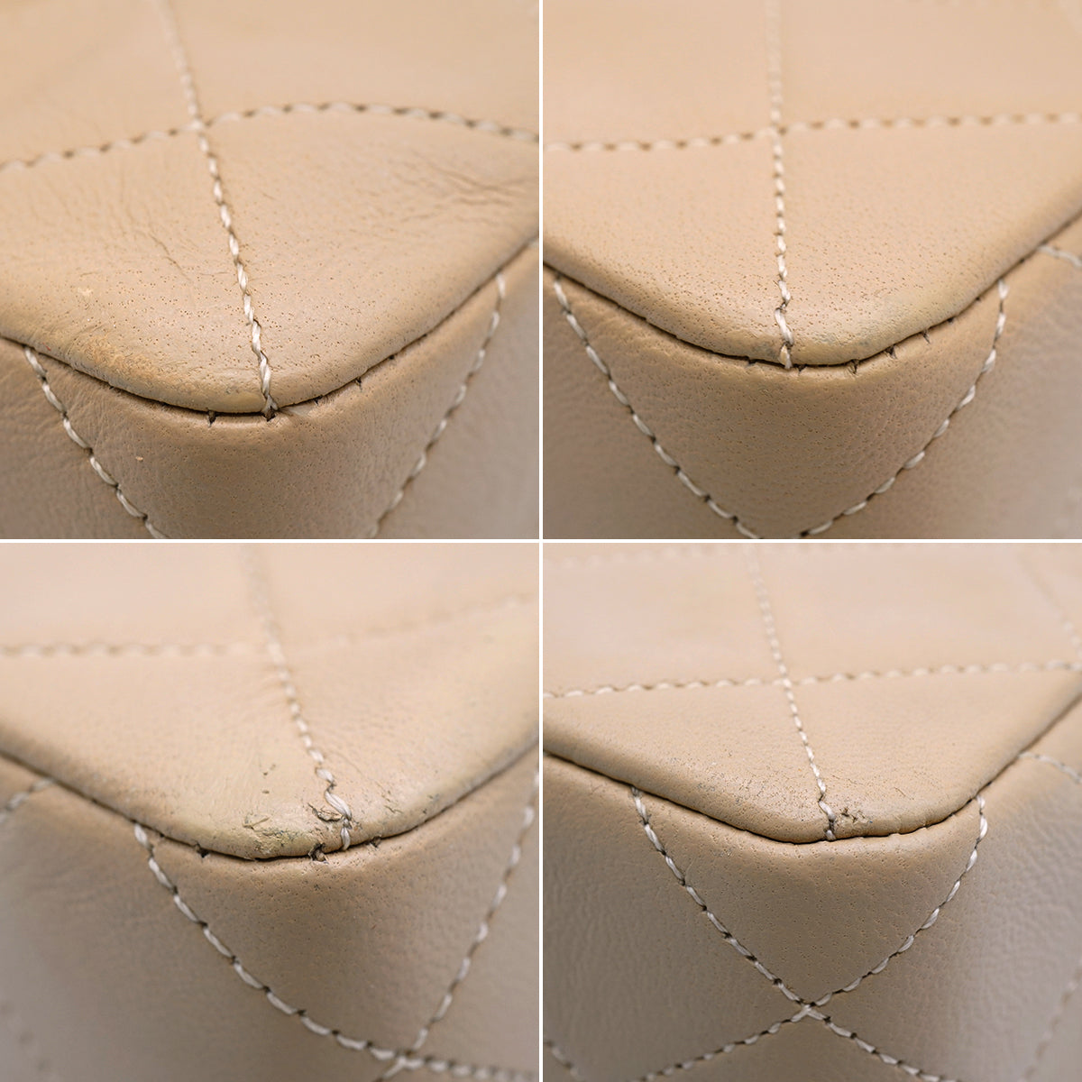 VINTAGE CHANEL MINI MATELLASSE CHAIN SHOULDER BAG BEIGE LAMB SKIN GOLD HARDWARE 90346677