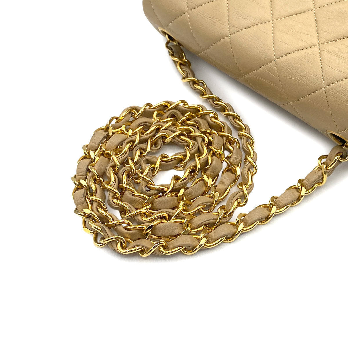 VINTAGE CHANEL MINI SQUARE 17 CHAIN SHOULDER BAG BEIGE LAMB SKIN 90314338