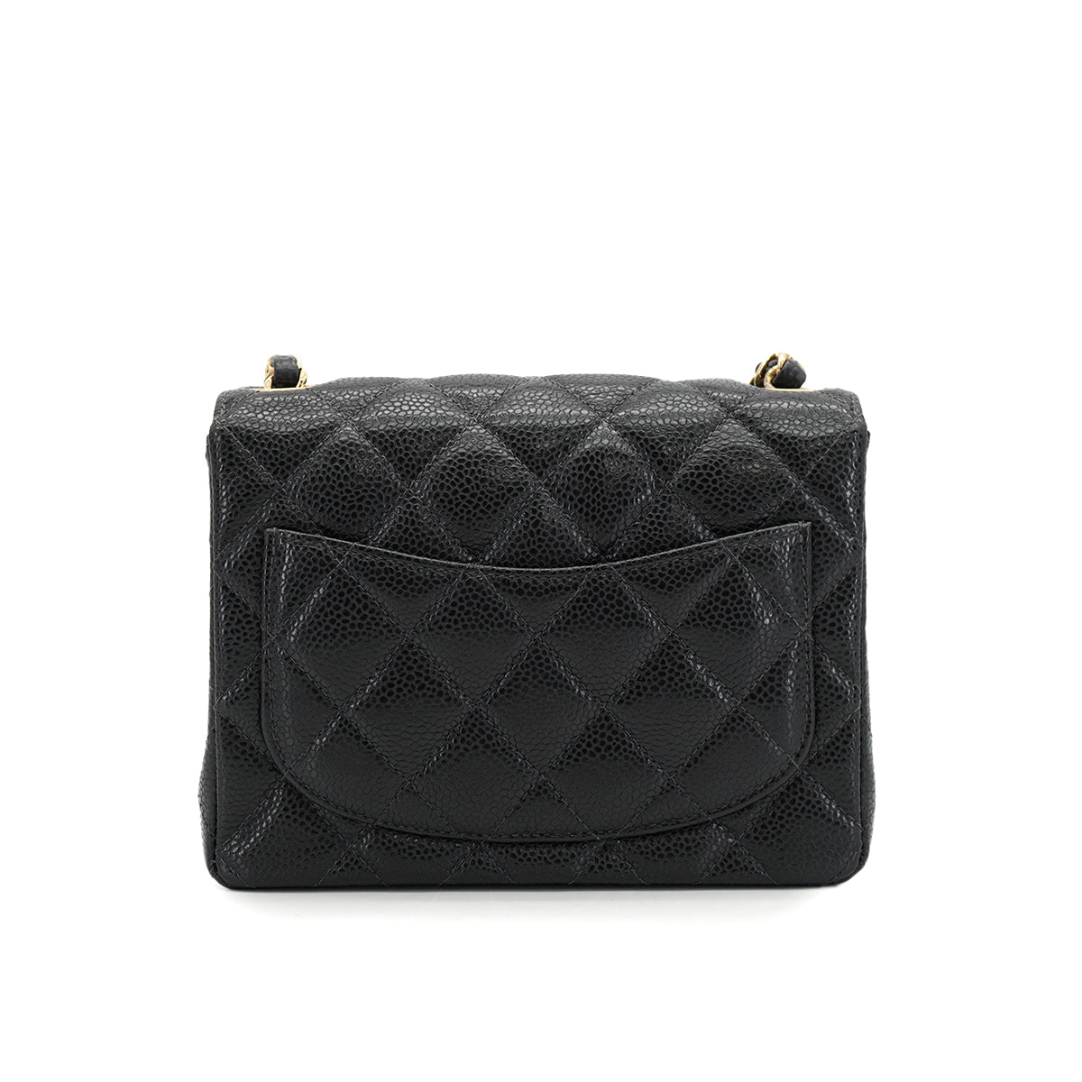 VINTAGE CHANEL MINI SQUARE 17 CHAIN SHOULDER BAG BLACK CAVIAR SKIN GOLD HARDWARE 90335587