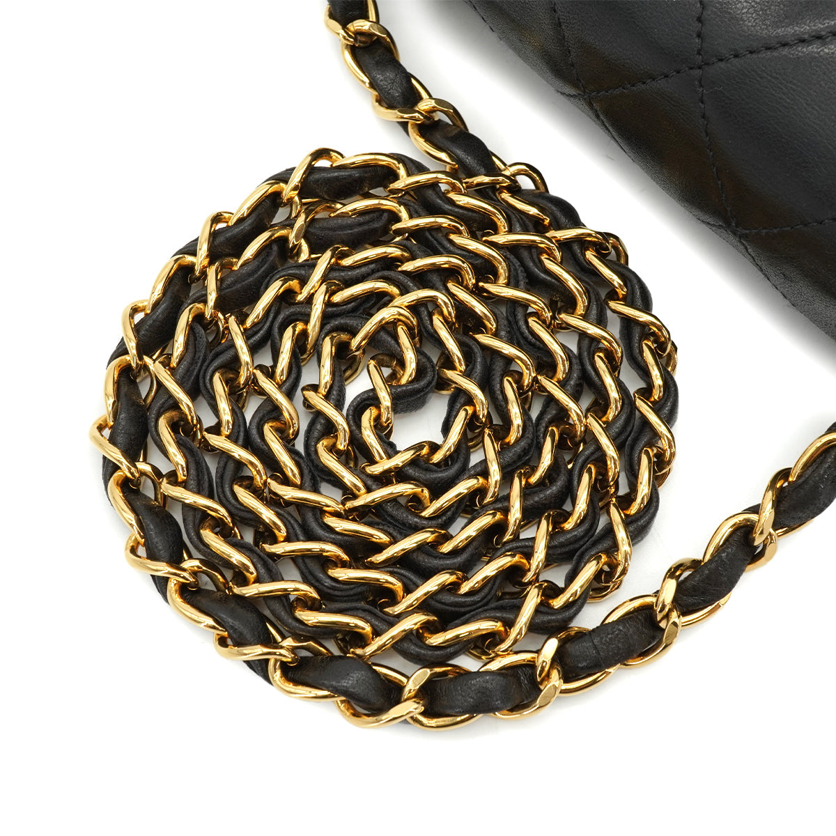 VINTAGE CHANEL MINI SQUARE 17 CHAIN SHOULDER BAG BLACK LAMB SKIN GOLD HARDWARE 90340165