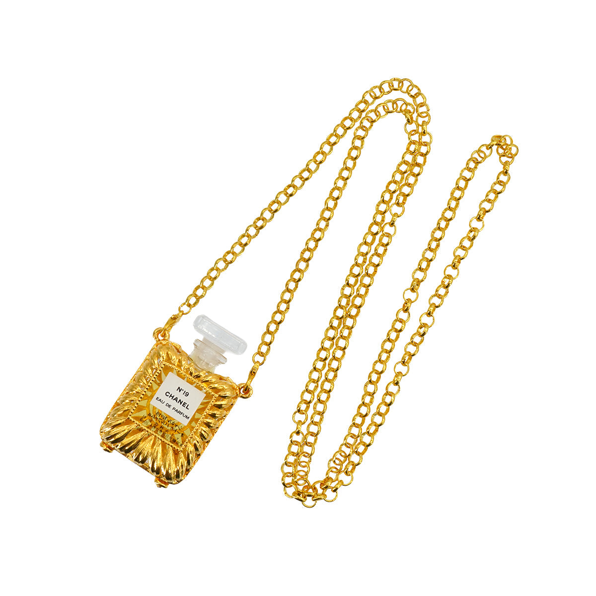 VINTAGE CHANEL NECKLACE PERFUME NO.19 GOLD ACCESSORY 90334239