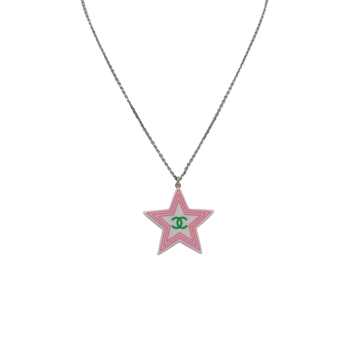 VINTAGE CHANEL NECKLACE STAR COCOMARK WHITE ACCESSORY 04C 90322177