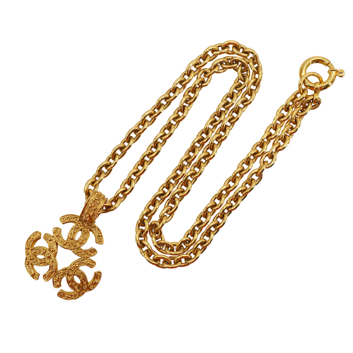 VINTAGE CHANEL NECKLACE TRIPLE COCOMARK GOLD ACCESSORY 94A 90321169