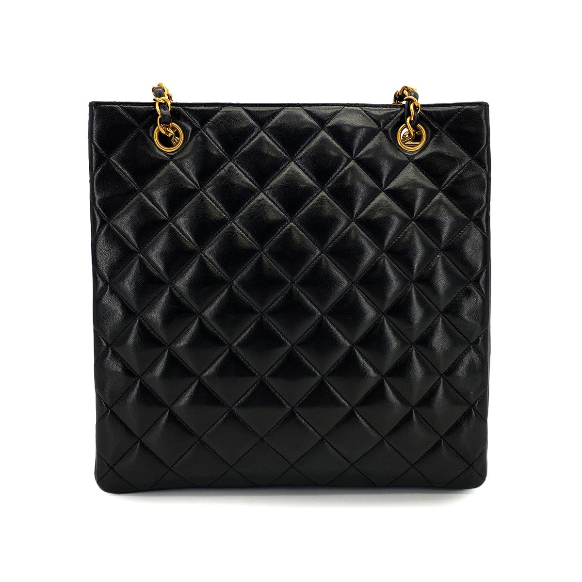 VINTAGE CHANEL PARIS LIMITED EDITION MATELASSE CHAIN SHOULDER BAG BLACK LAMB SKIN GOLD HARDWARE 90324825