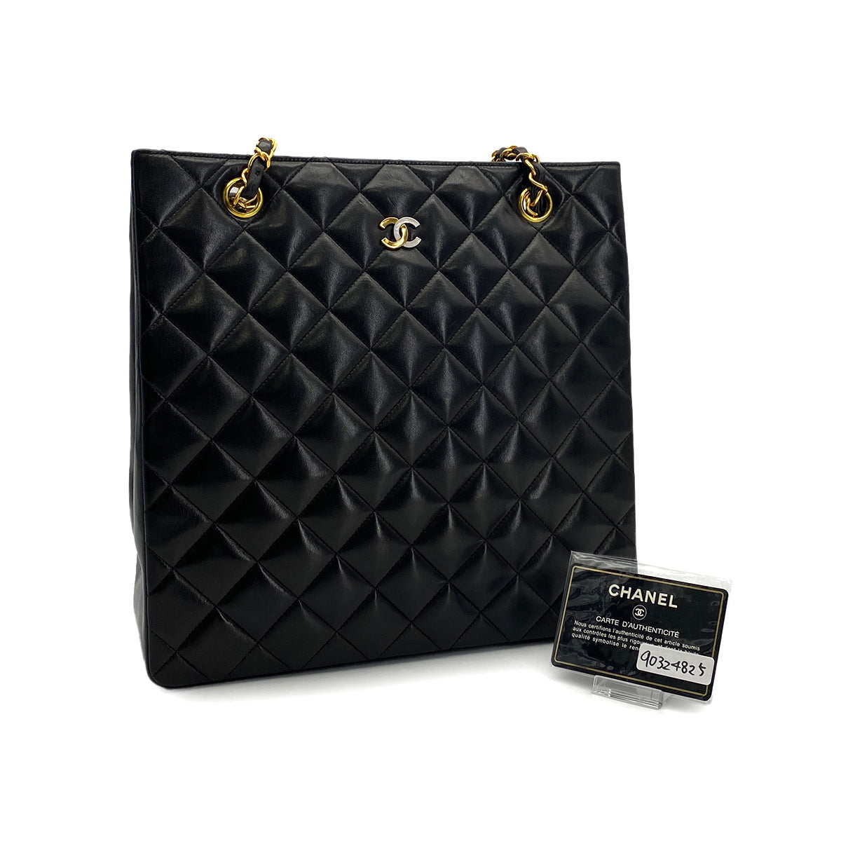 VINTAGE CHANEL PARIS LIMITED EDITION MATELASSE CHAIN SHOULDER BAG BLACK LAMB SKIN GOLD HARDWARE 90324825