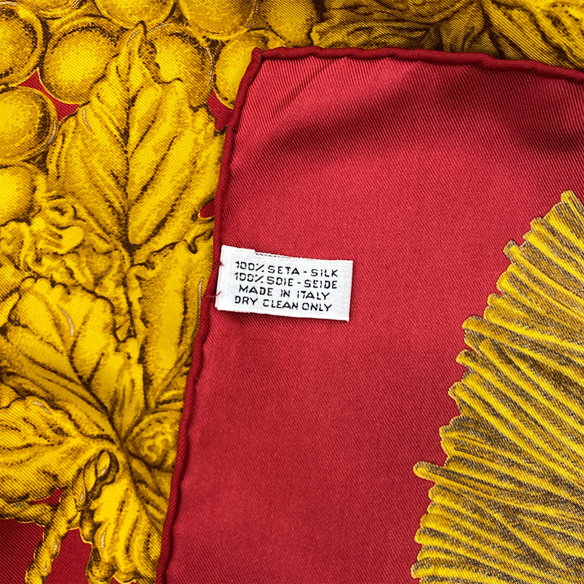VINTAGE CHANEL COCOMARK ROPE PATTERN SCARF RED GOLD SILK 90323125
