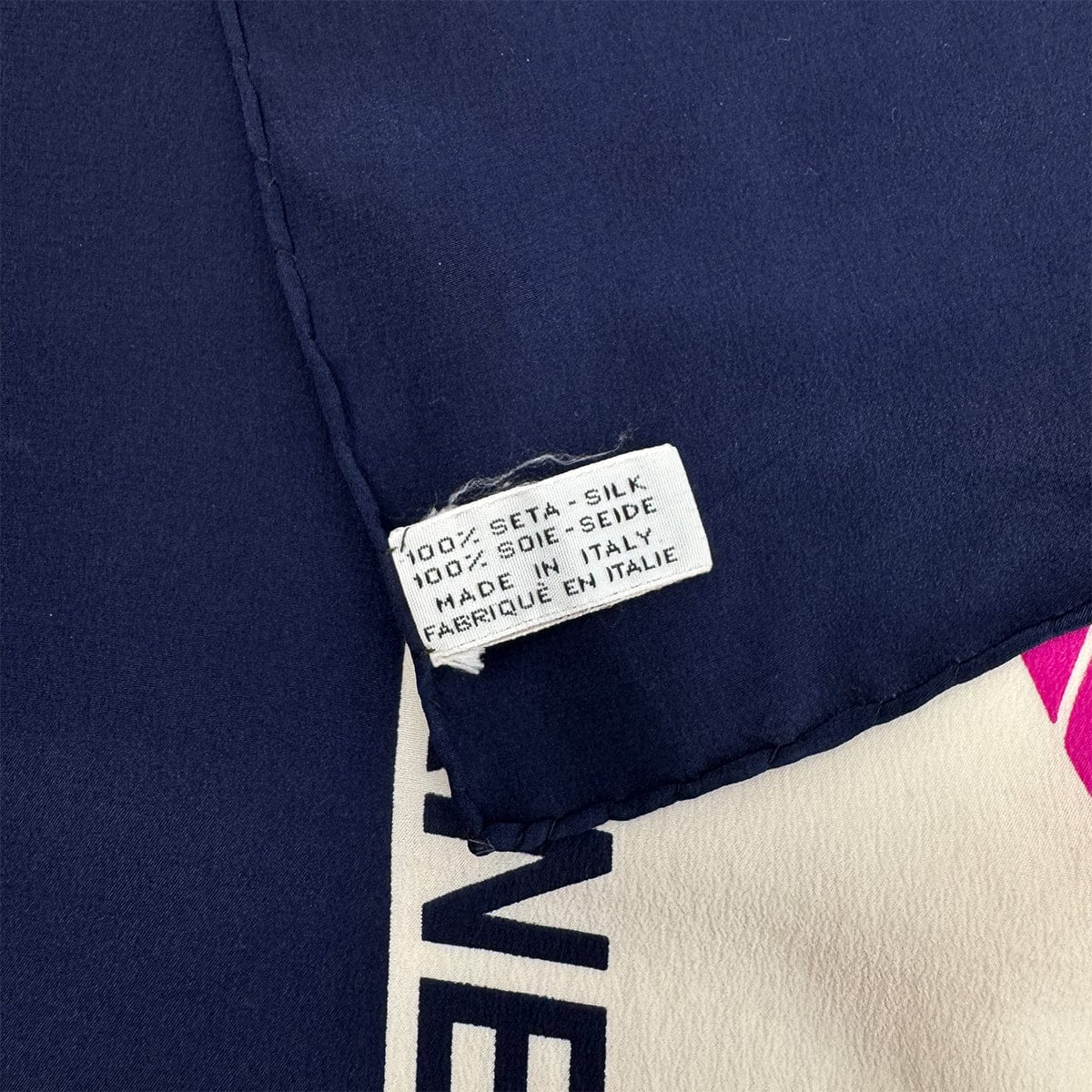 VINTAGE CHANEL SCARF MATELASSE BAG LOGO NAVY PINK SILK 90324642