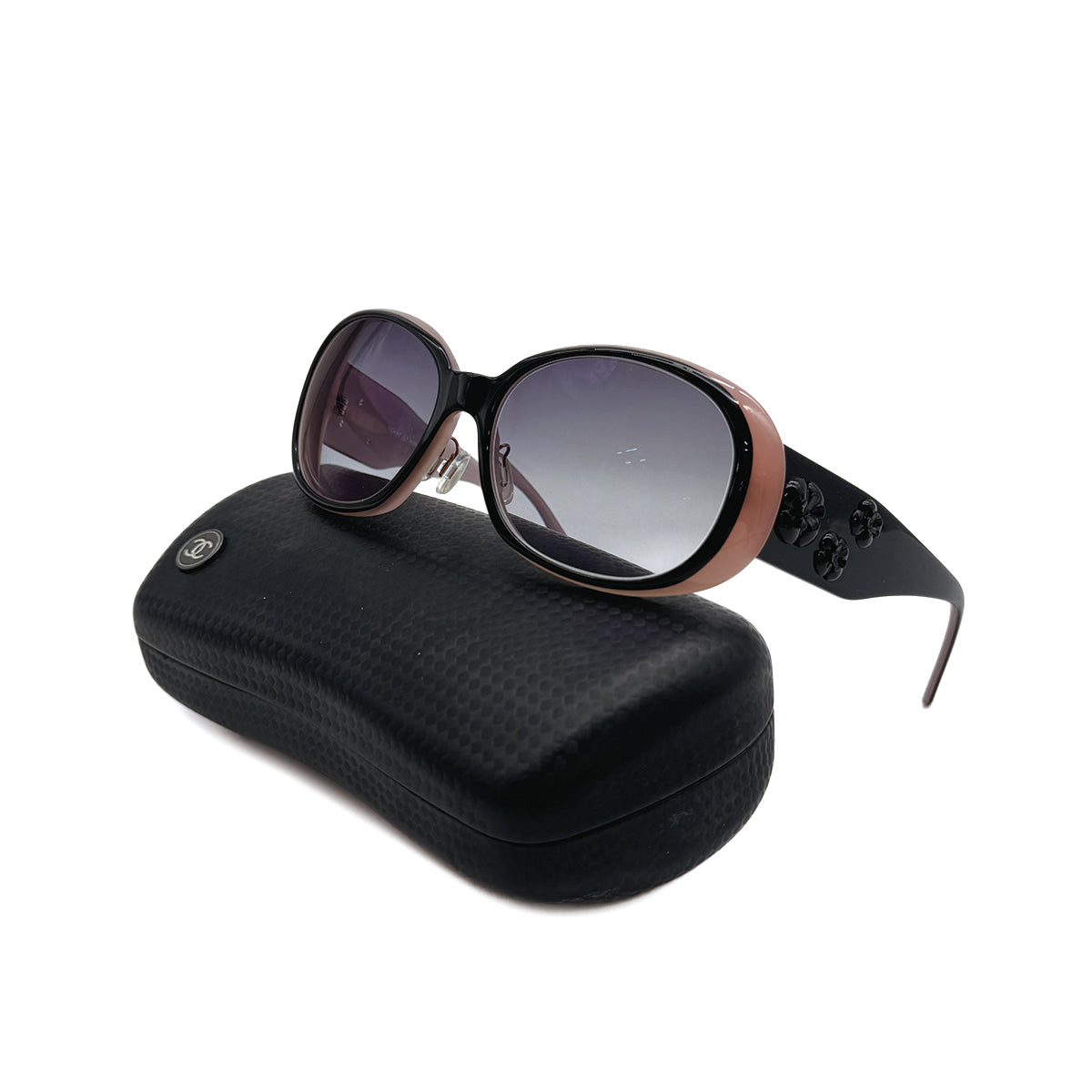 VINTAGE CHANEL SUNGLASSES CAMELLIA BLACK PINK EYEWEAR 90315443