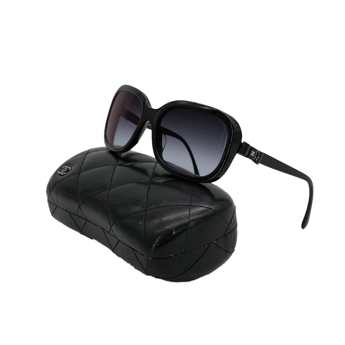 VINTAGE CHANEL SUNGLASSES COCOMARK RIBBON BLACK EYEWEAR 90313575