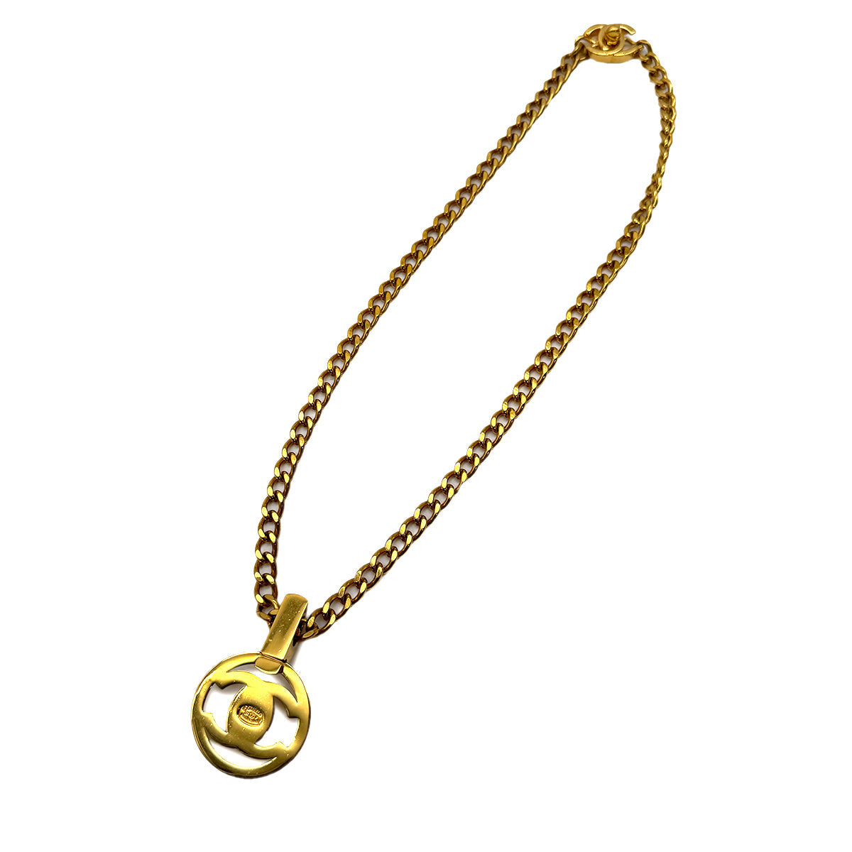 VINTAGE CHANEL TURN LOCK COCOMARK NECKLACE GOLD ACCESSORY 97P 90319146