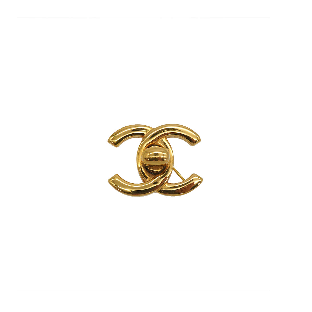 VINTAGE CHANEL TURN LOCK BROOCH GOLD ACCESSORY 96P 90337698