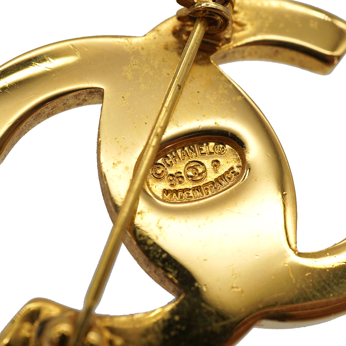 VINTAGE CHANEL TURN LOCK BROOCH GOLD ACCESSORY 96P 90337698