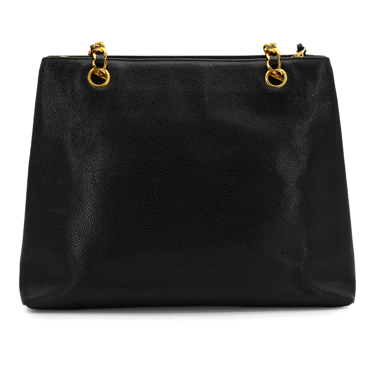 VINTAGE CHANEL TURN LOCK CHAIN TOTE BAG BLACK CAVIAR SKIN GOLD HARDWARE 90340502