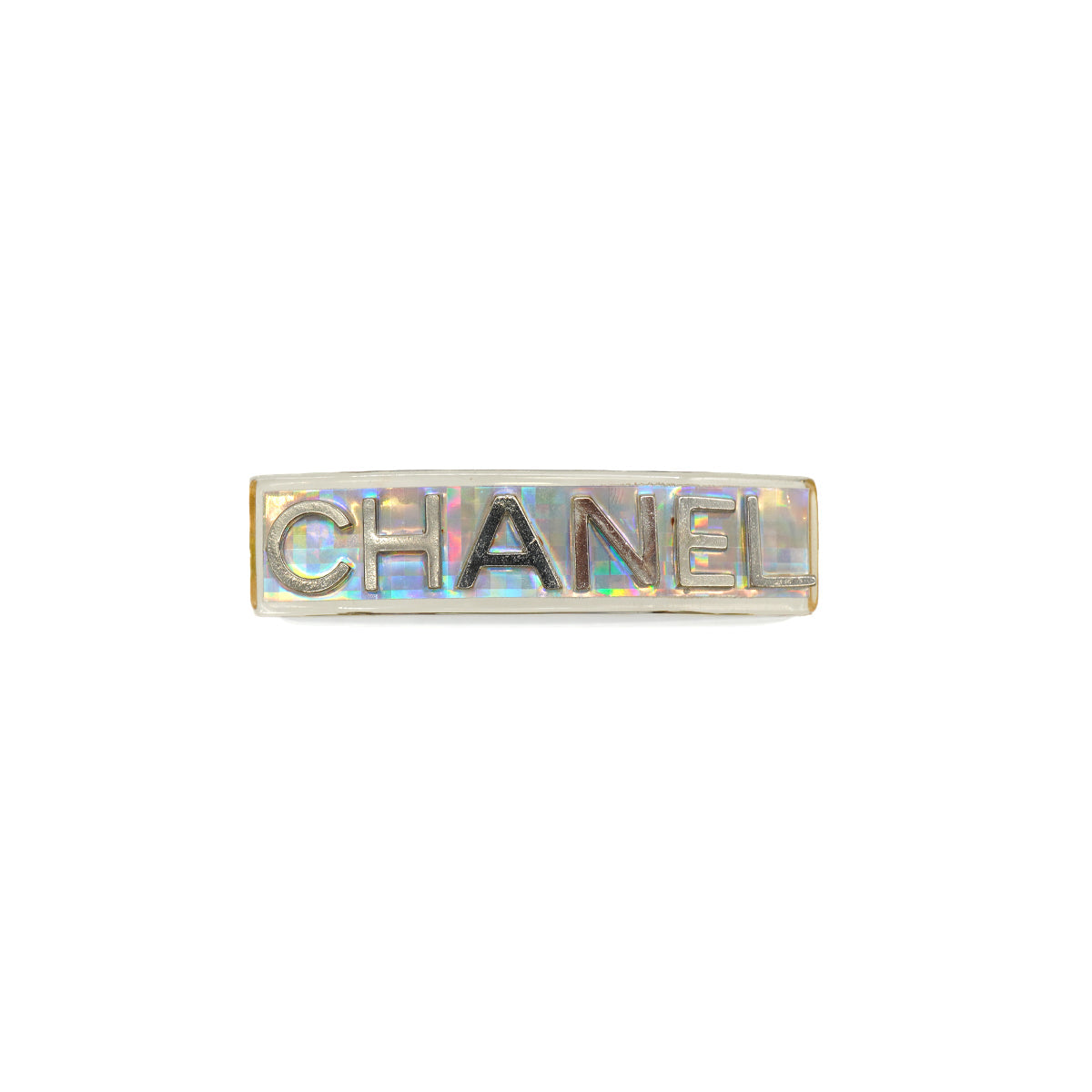 VINTAGE CHANEL VALLETTA LOGO SILVER CLEAR HAIR ACCESSORY 97P 90335010